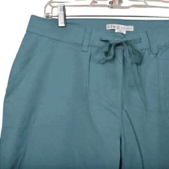 NWT Cleo Petites Capri Pants Turquoise Blue Pull On Size 12 - Picture 4 of 9